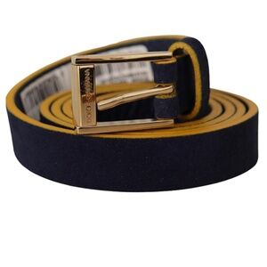 Dolce & Gabbana Chic Blue Suede Logo Buckle Women's Belt, Blue, 90 cm / 36 Inche